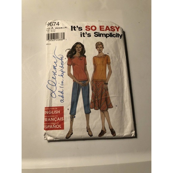 Simplicity 9764 Size XS-XL Misses' Skirt Pants Top - Picture 1 of 2